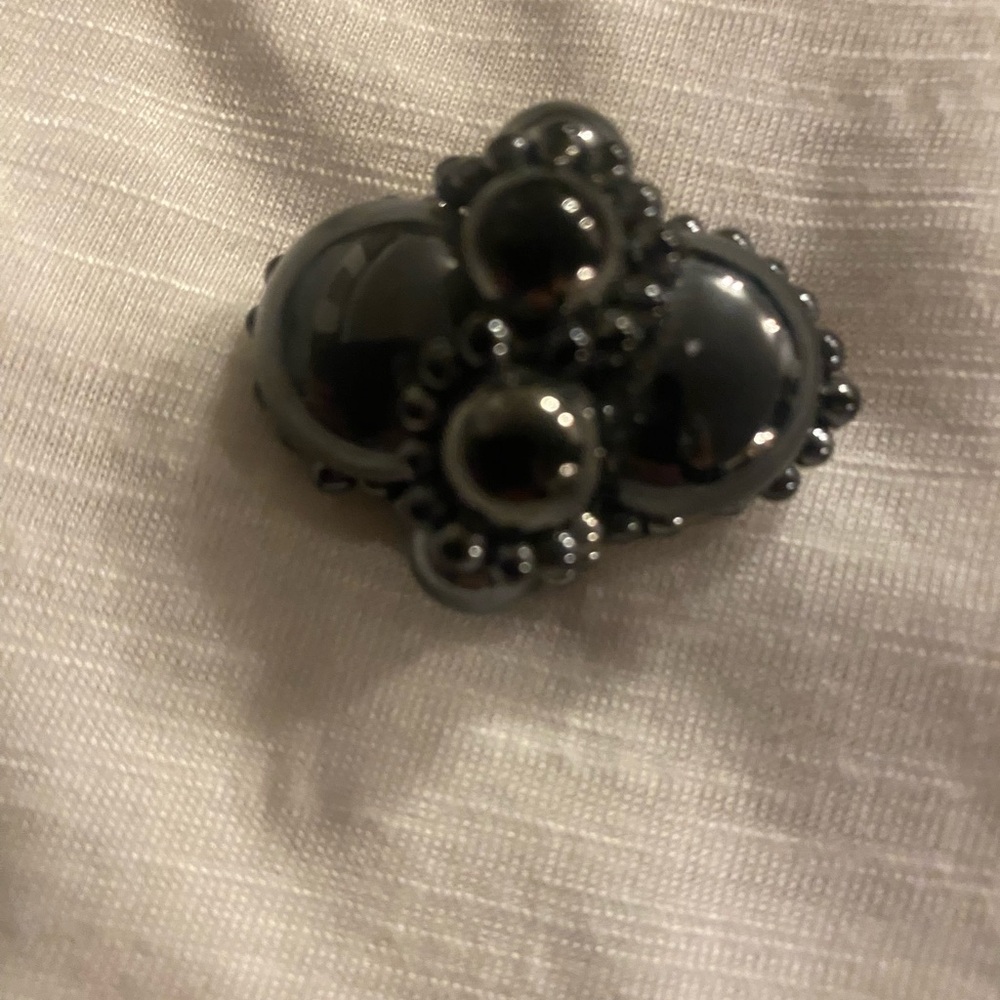 Black Beaded Brooch vintage